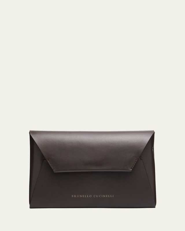 Envelope Flap Leather Clutch Bag